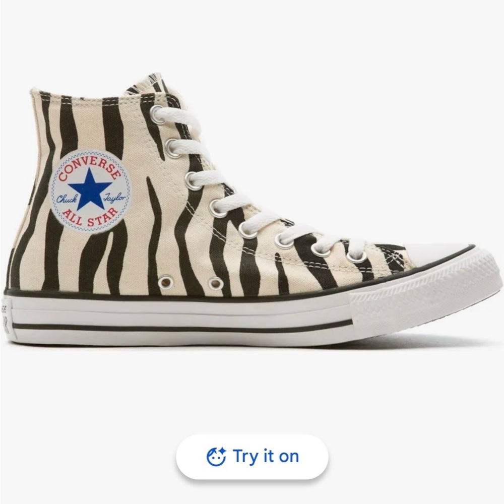 Converse High Top Zebra Stripe Canvas Sneaker in Black and White